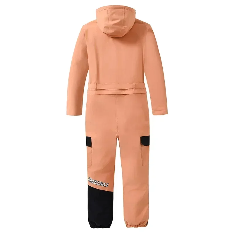 New Men Women One Piece Sports Ski Suits Winter Outdoor Warm Windproof Snow Clothes Set 2025 Mountain Snowboard Hooded Tracksuit