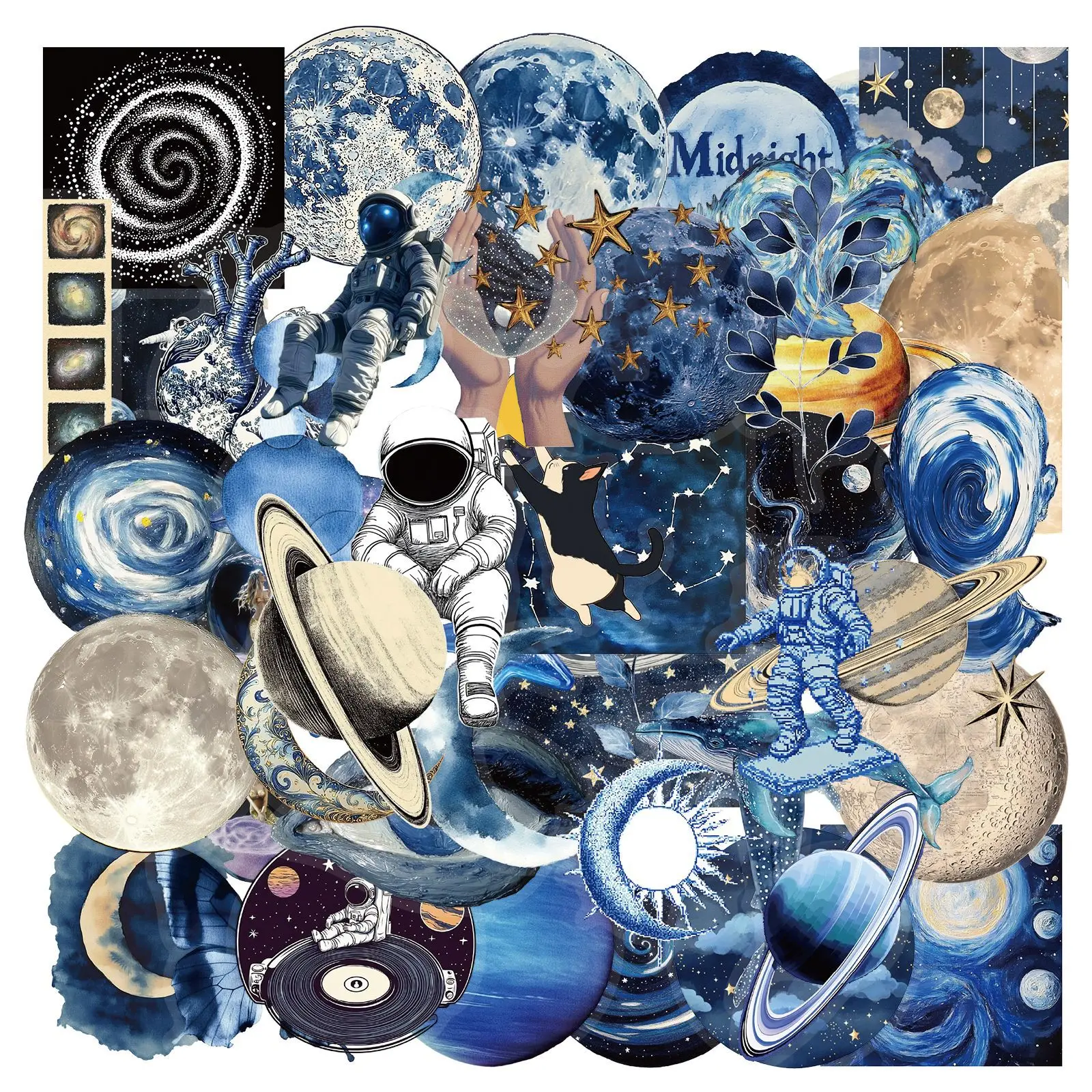 

50 шт. синий космический астронавт мультфильм граффити наклейки DIY телефон гитара ноутбук чемодан чашка водостойкая наклейка детские игрушки