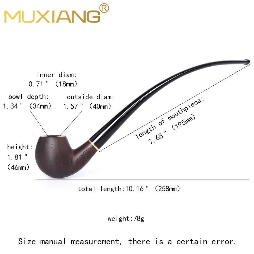 Churchwarden-Tubo de tabaco curvado de vástago largo, accesorio de limpieza, cuerpo de tubería + dos boquillas intercambiables