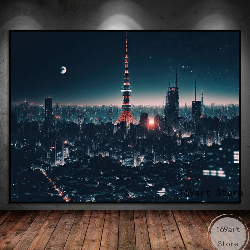 Japanese City Tokyo Landscape Hokkaido Cityscape Night City View Art Posters Canvas Painting Wall Prints Picture Room Home Decor