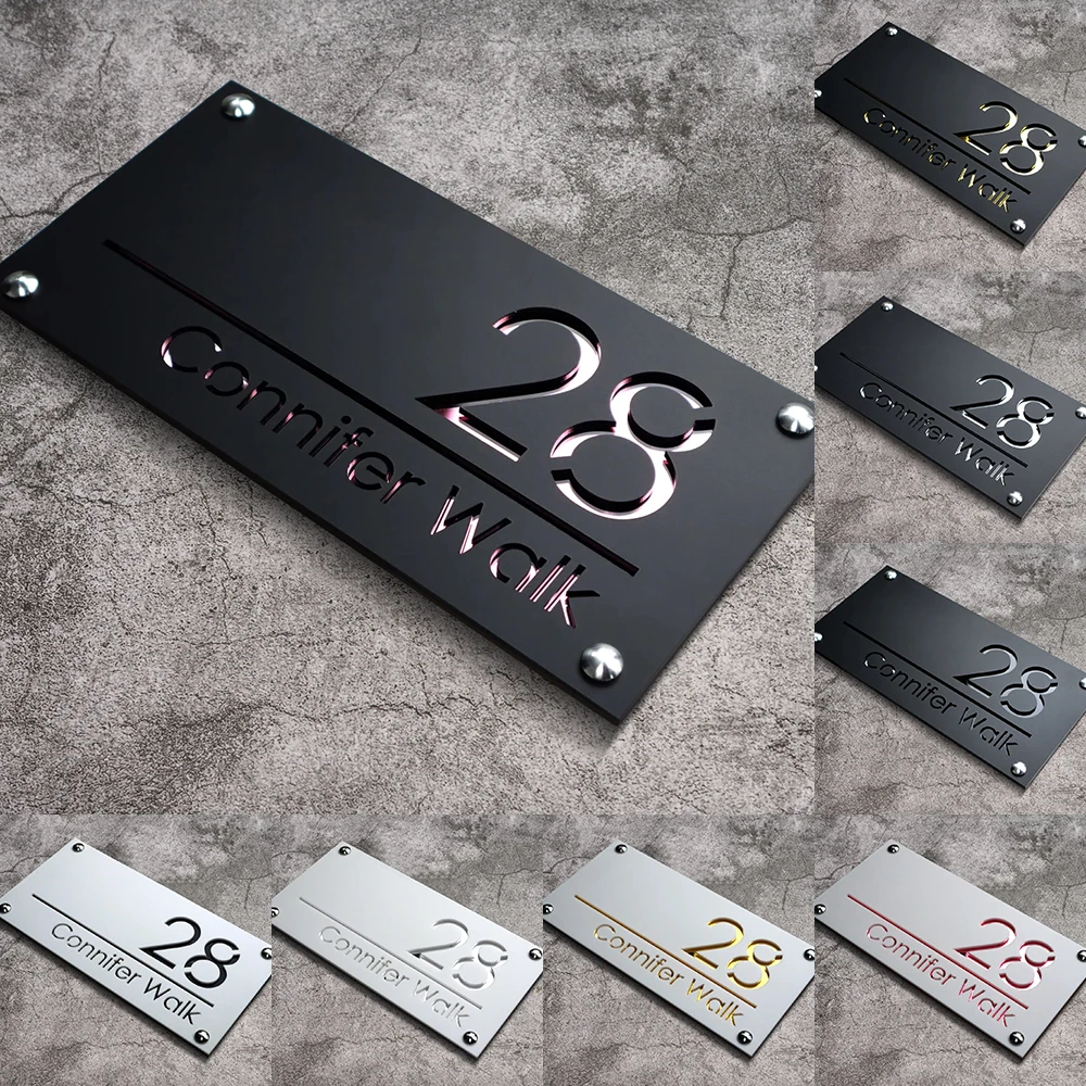 

Customized Outdoor House Number Plate Personalized Family Address Name Hotel Sign 3D Acrylic Laser Cutting Exterior Wall Plaque