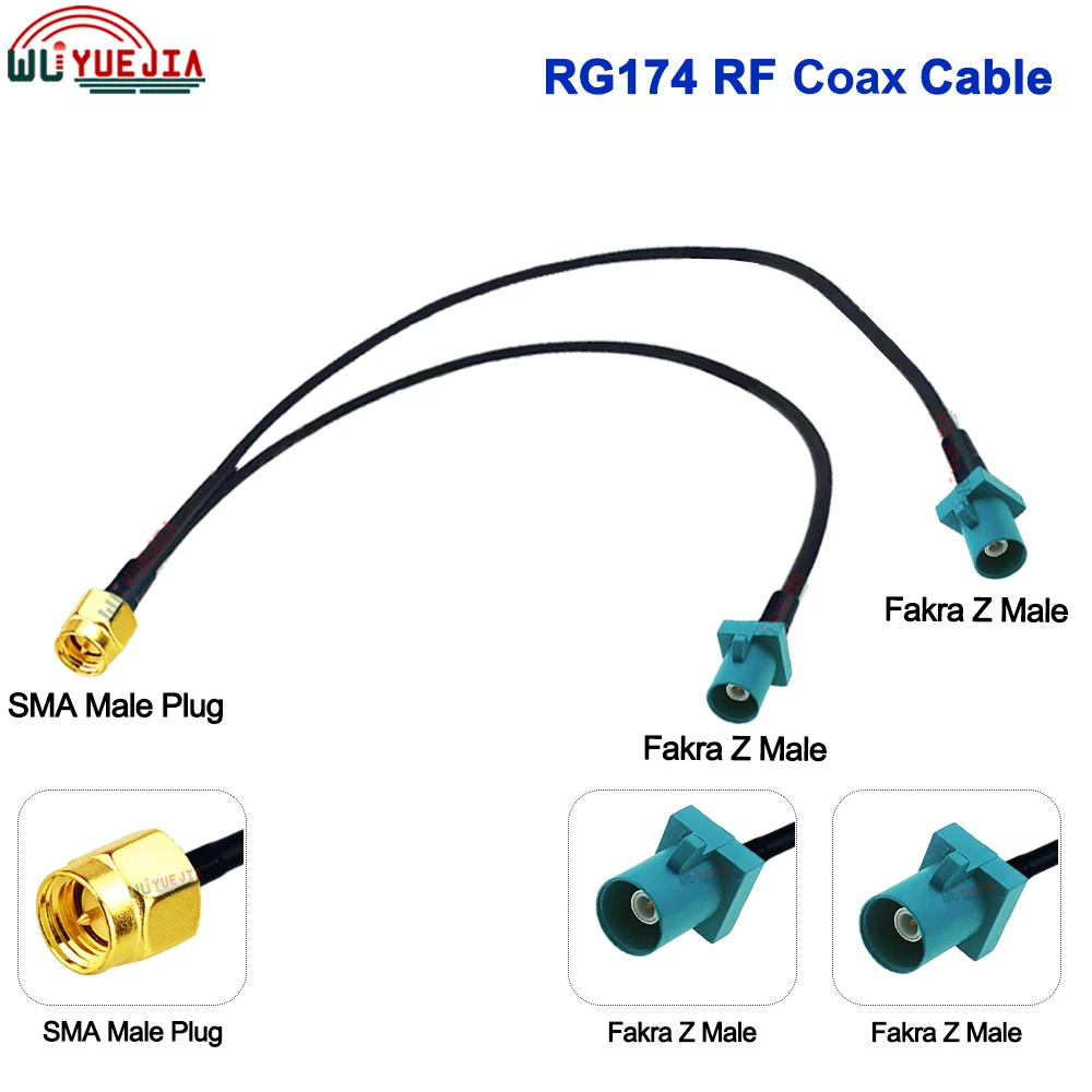 1 to 2 Fakra Cable SMA Male to Universal Fakra Z Male+Z Female Jack RG174 RF Coaxial Cable WIFI Antenna Extension Jumper Pigtail