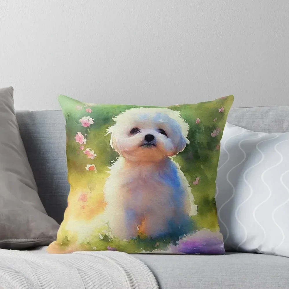 

Watercolor bichon Throw Throw Pillow Cushion Cover Luxury pillowcases for sofa cushions luxury decor Christmas s Covers pillow