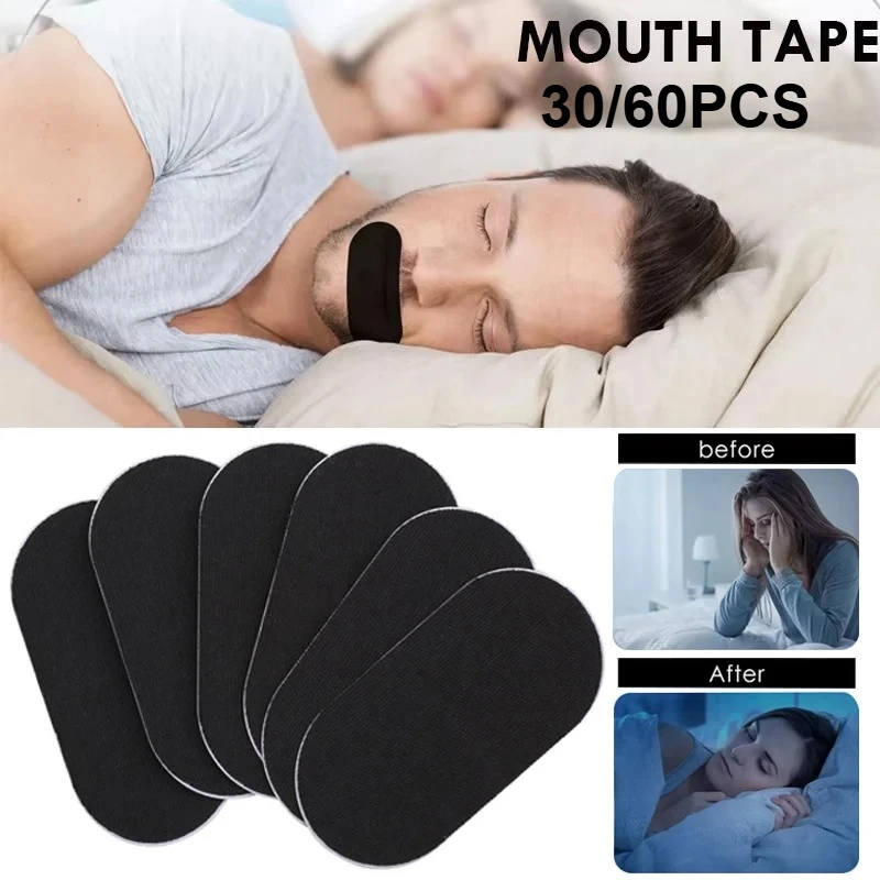 

30/60Pcs Anti Snoring Mouth Tape for Better Sleeping Mouth Strips Reduce Mouth Dryness Medical Grade Nose Breathing Stickers