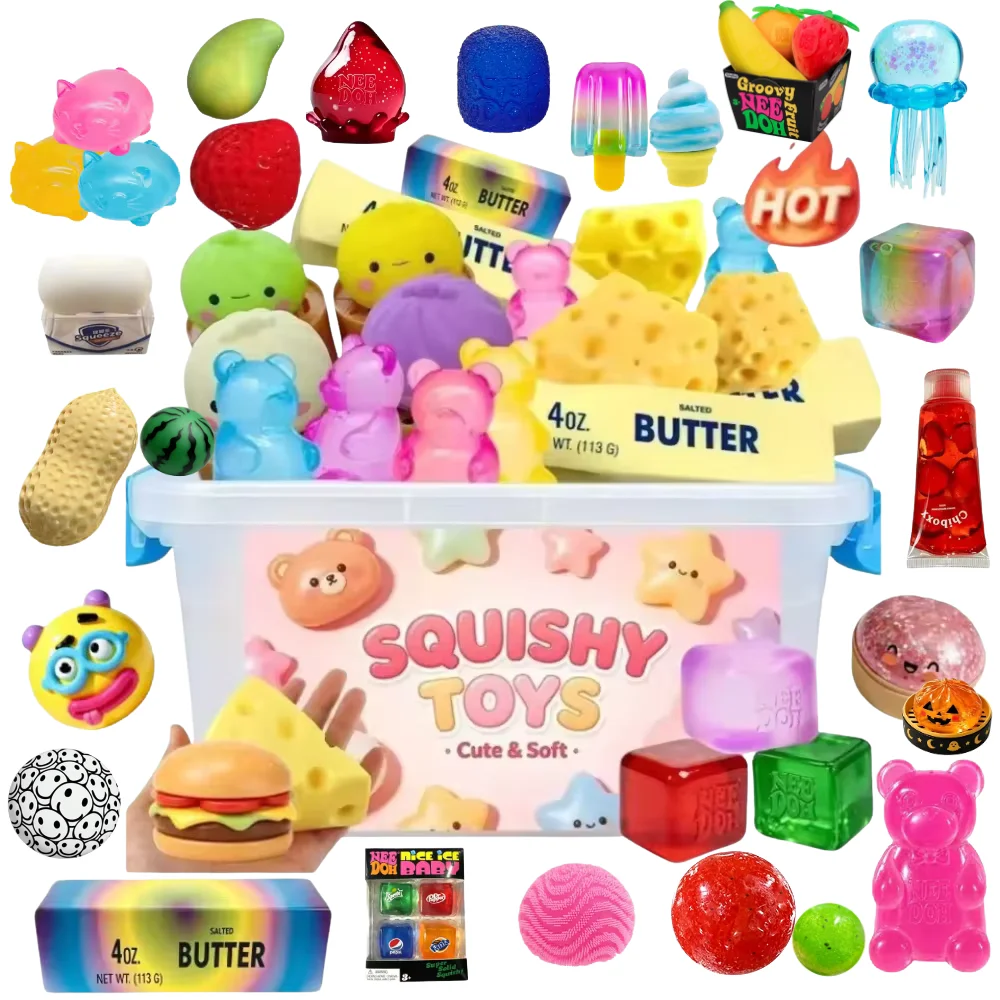 Multi Slow-Rising Squishy, Random Includes: Cheese Squeeze Toys, Steamed Buns And Dumplings,Long Butter Bread,Bear Squishy Toys.