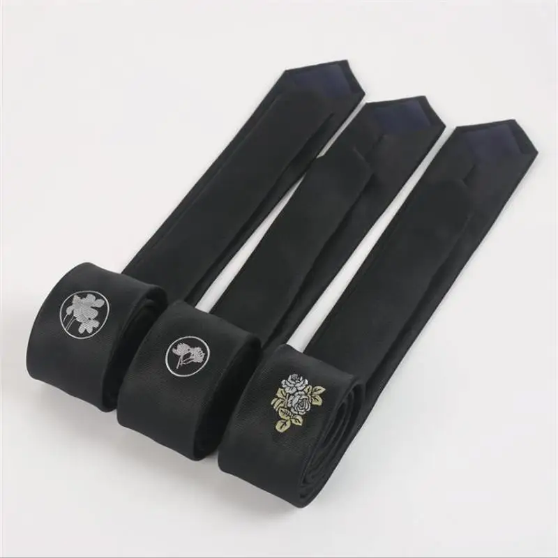 男性と女性のためのポリエステルネクタイ,黒のストライプのネクタイ,5cm,大人のレクリエーションのための