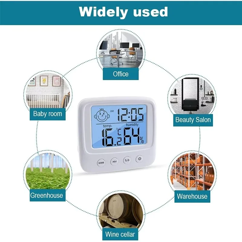 Indoor Thermometers Digital Hygrometer Room Thermometer and Humidity Gauge with Clock Humidity Temperature Function Electronic