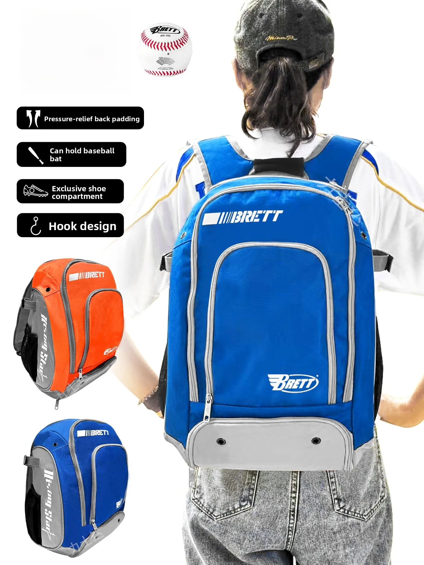 

Brett Baseball Equipment Bag Bapa Double oulder Training Fitn Sports Bag for Adults And Children with Embroidery Option