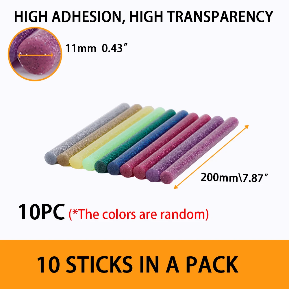 Hot Melt Glue Sticks Colored 7/11mm Adhesive Assorted Glitter Glue Sticks Professional For Electric Glue Gun Craft Repair