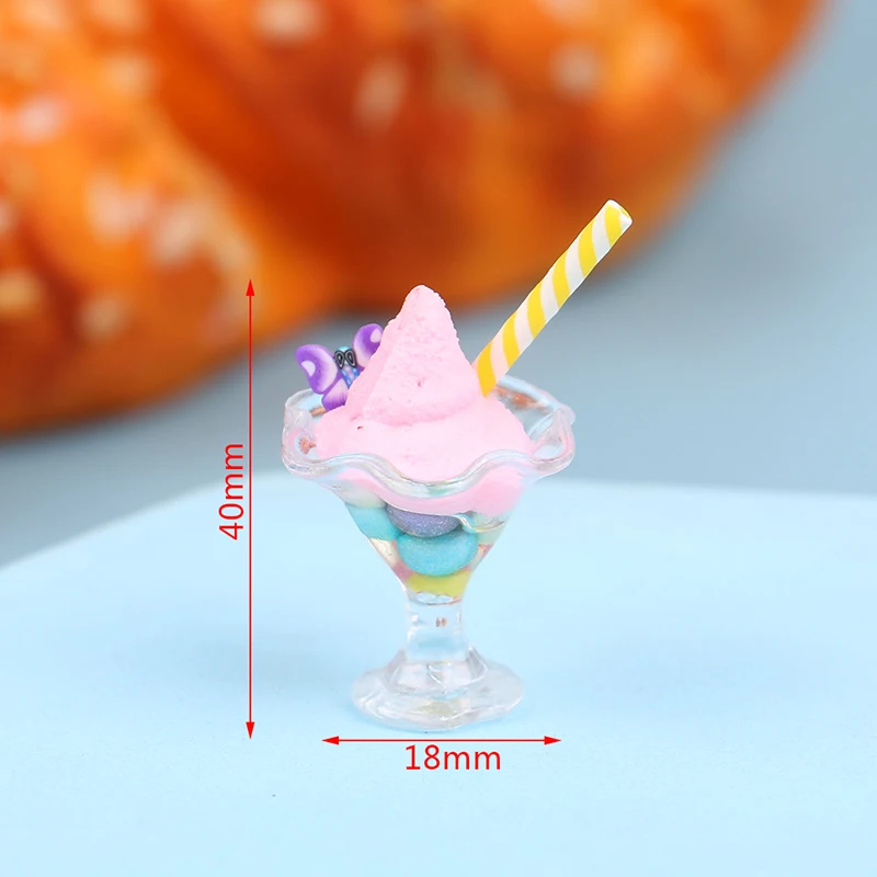 1Pcs 1:12 Dollhouse Miniature Ice Cream Model DIY Scene Kitchen Food Accessories For Doll House Decor Kids Pretend Play Toys