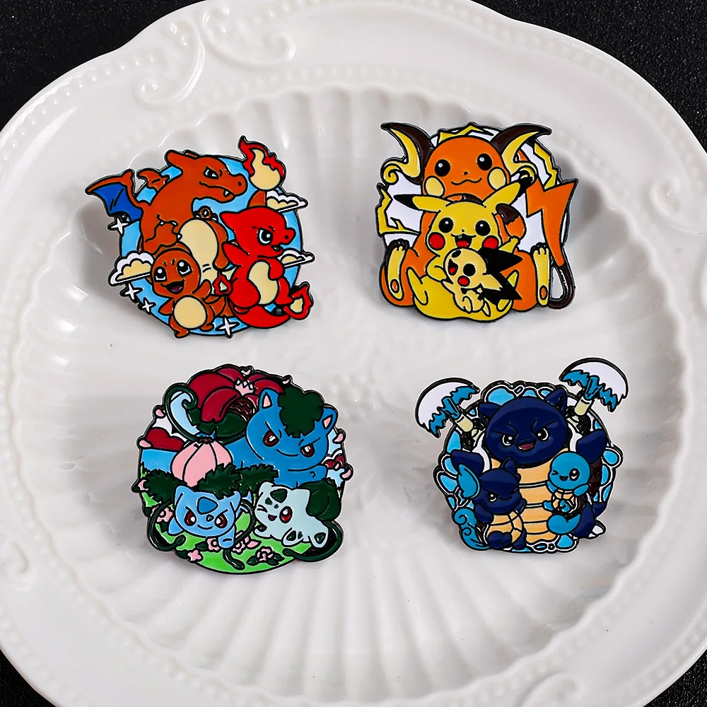Anime Evolution Group Pin Cute Anime Monster Enamel Brooch Backpack Clothing Decor Badge for Cartoon Fans