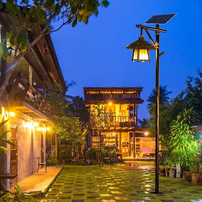 

Chinese antique solar led garden landscape light camping high pole street light scenic waterproof garden lighting light