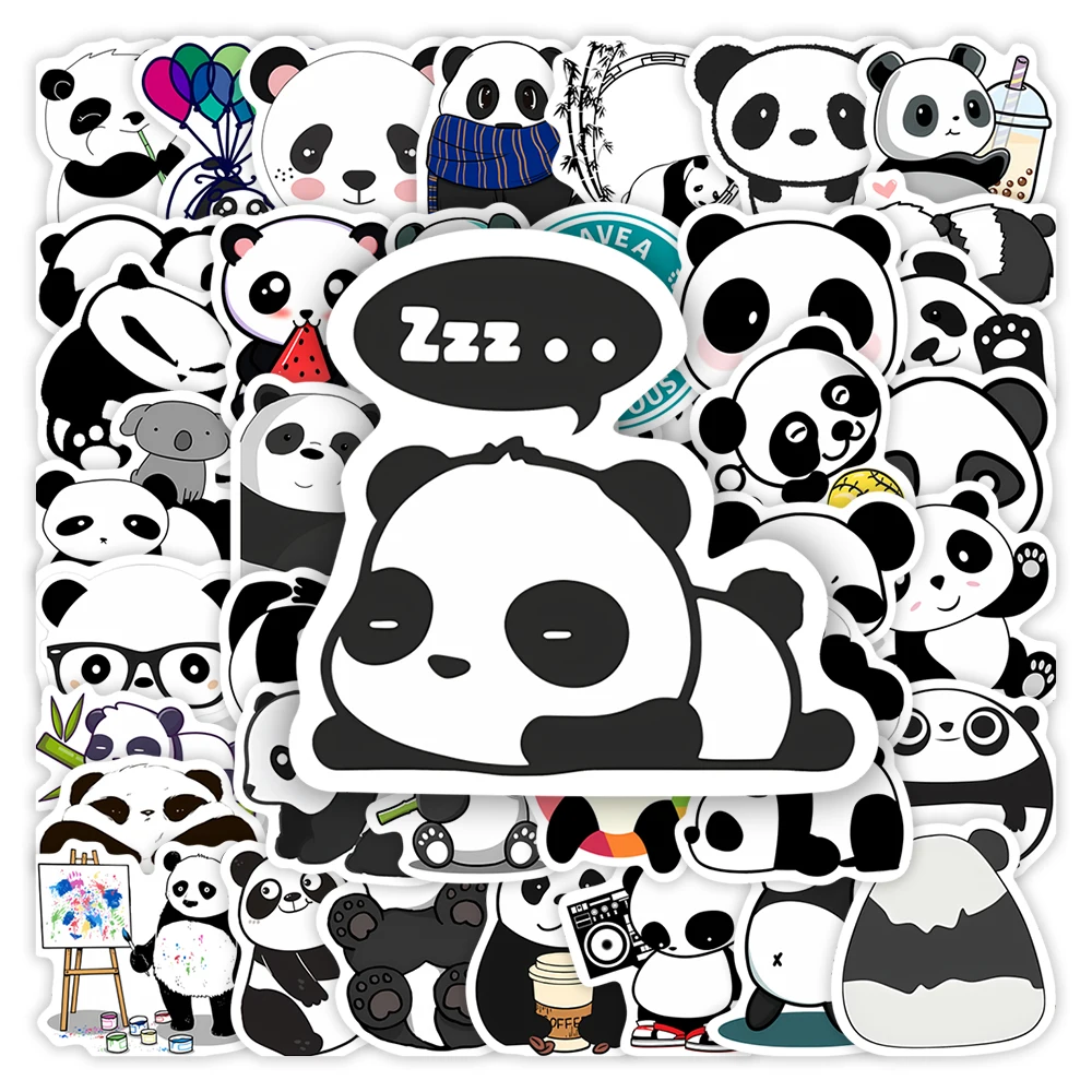 ملصقات باندا كرتونية لطيفة باللون الأسود والأبيض يمكنك صنعها بنفسك لعبة أطفال هدية ملصق مزخرف للهاتف المحمول وزجاجات القصاصات والأمتعة المقاومة للماء #1