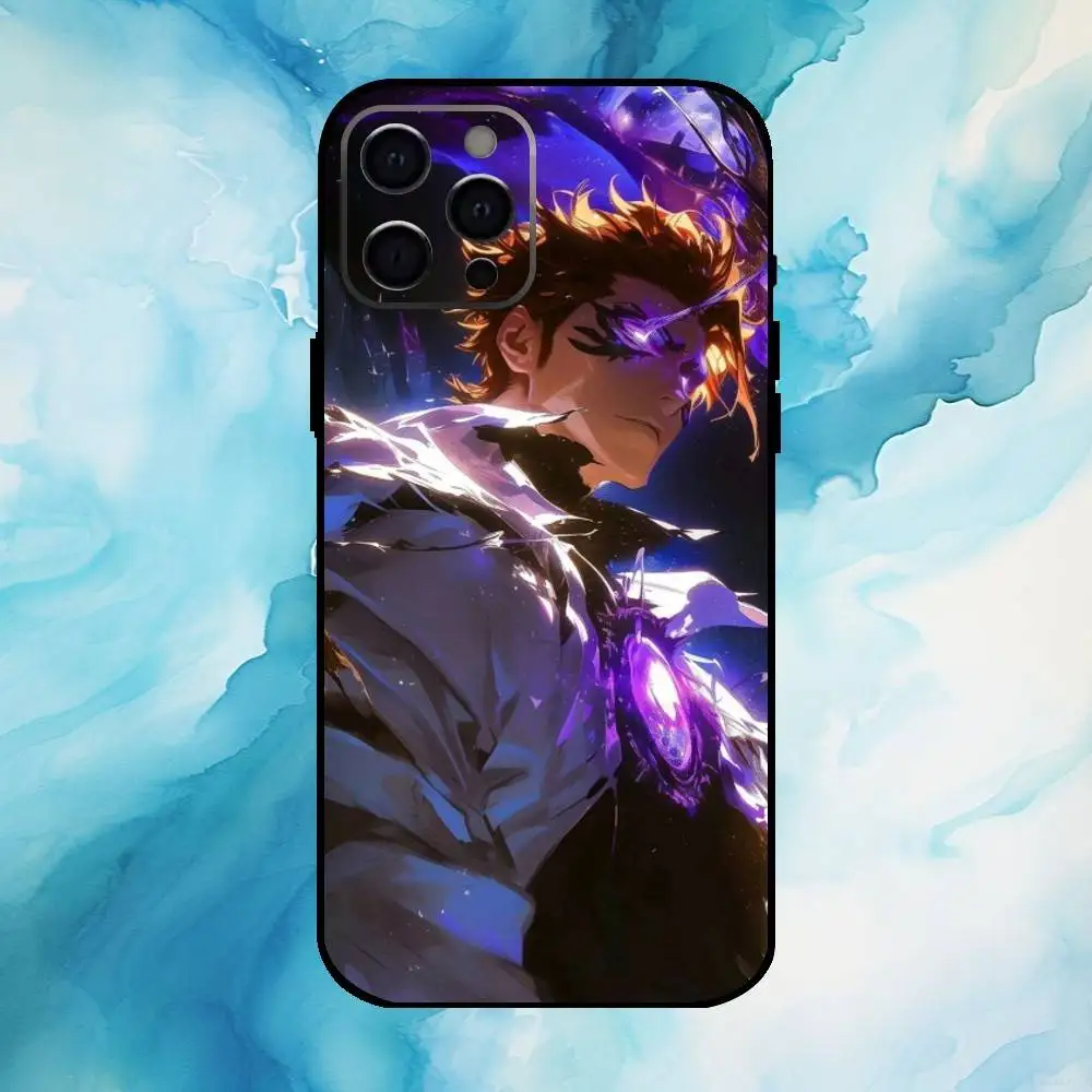 حافظة هاتف B-Bleach Anime Aizen لهاتف iPhone17,16,15,14,13,12,11 Plus، Pro Max غطاء أسود ناعم #6