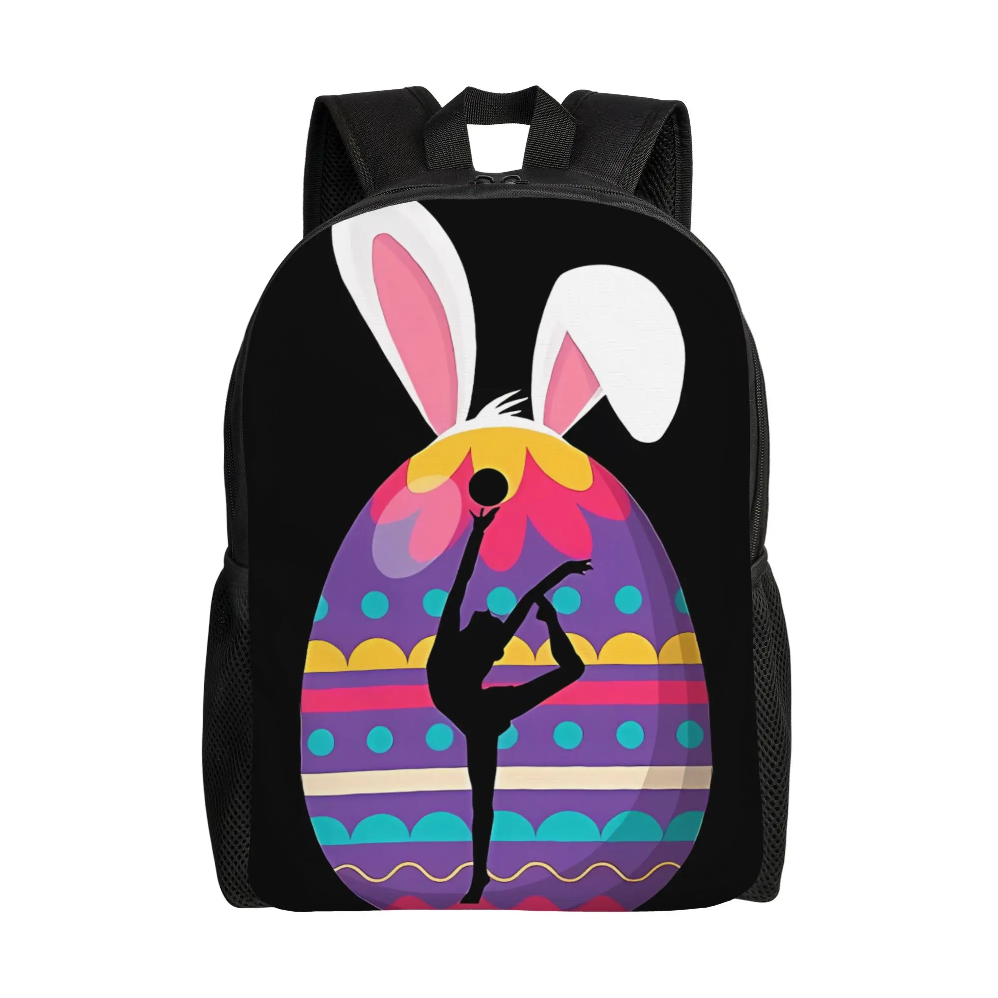 

Gymnastics Inside Bunny Egg Happy Easter Lover Backpack Sporty Daily mochila Large Capacity Laptop Bag Back To School Season