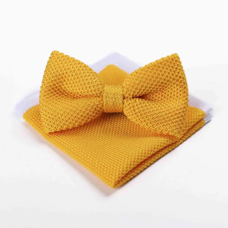Bow tie Bowknot Knit Knitted 2Pcs Set Butterfly Handkerchief Pocket Squares Mens Bowtie Christmas Gift school MJ71