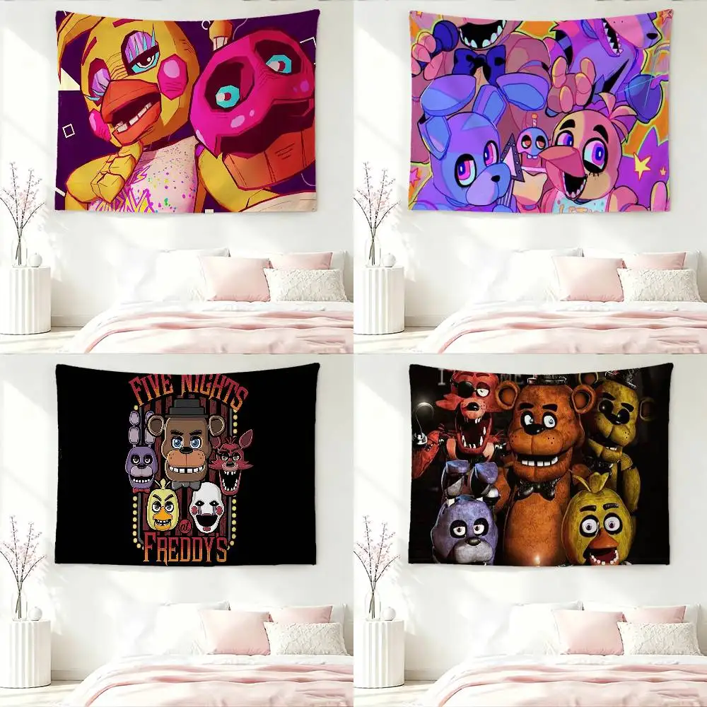 Five N-Nights At-Freddys Flags Wall Hanging Background Art Banner for Bedroom Home Outdoor Decor