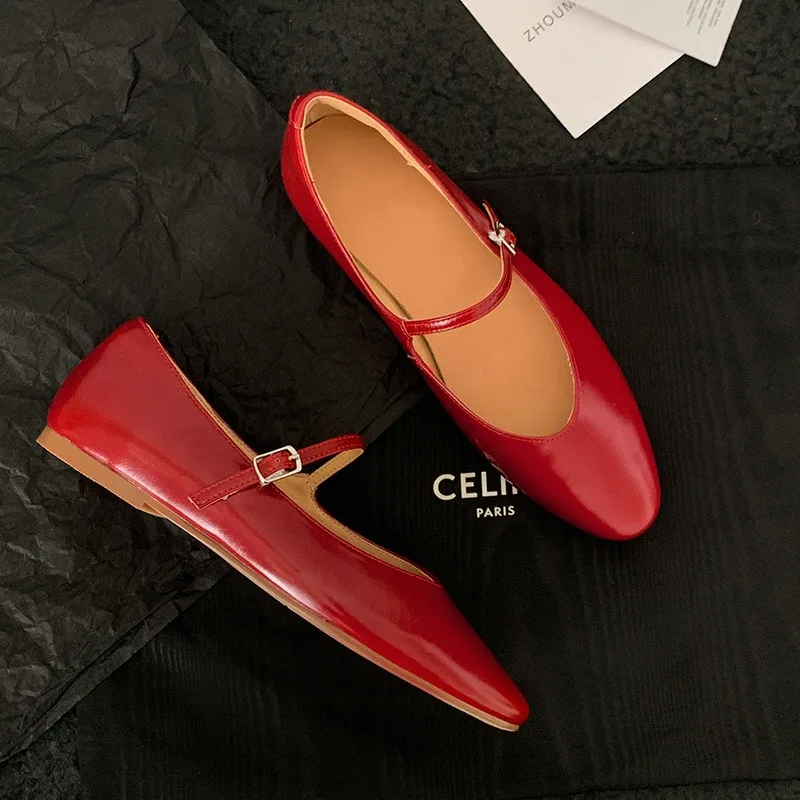 

MKKHOU модная женская обувь, новые высококачественные туфли из натуральной кожи с круглой головкой и неглубоким носком на плоской подошве, легкие туфли Мэри Джейн