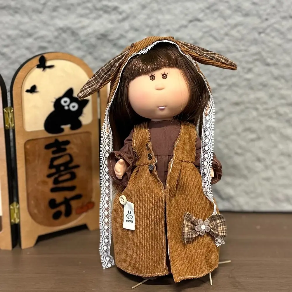 

Girls Curly Hair 24cm Bean Eye Vinyl Dress Up Dark Skin Mia Potato 24cm Movable Action Figure Body Accessories