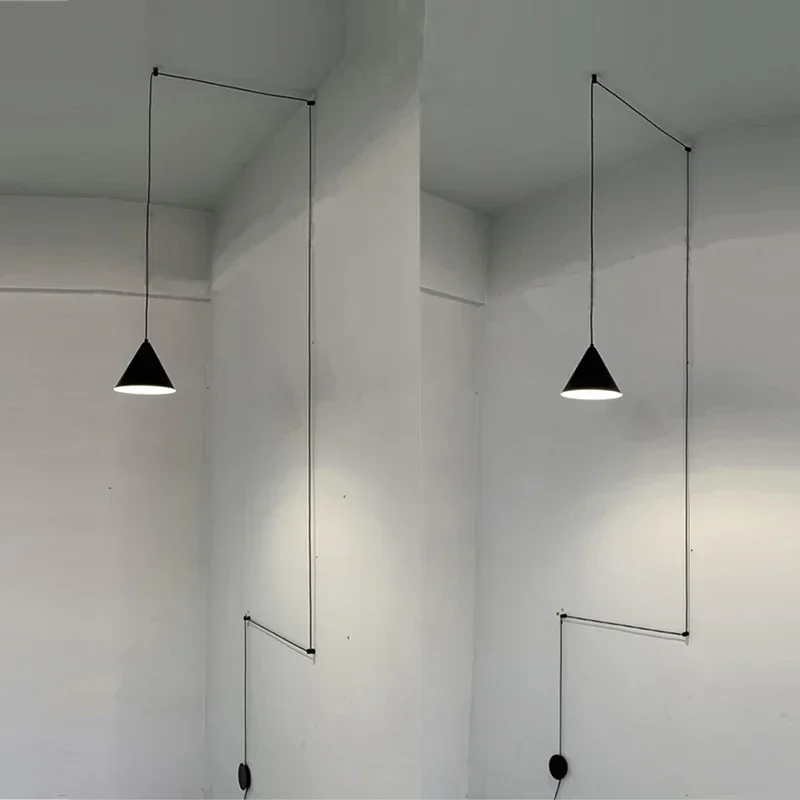 Nordic Minimalist Bedside Line Geometric Chandelier Personality DIY Modern about Bedroom Decor Bar Single Head Small Chandelier