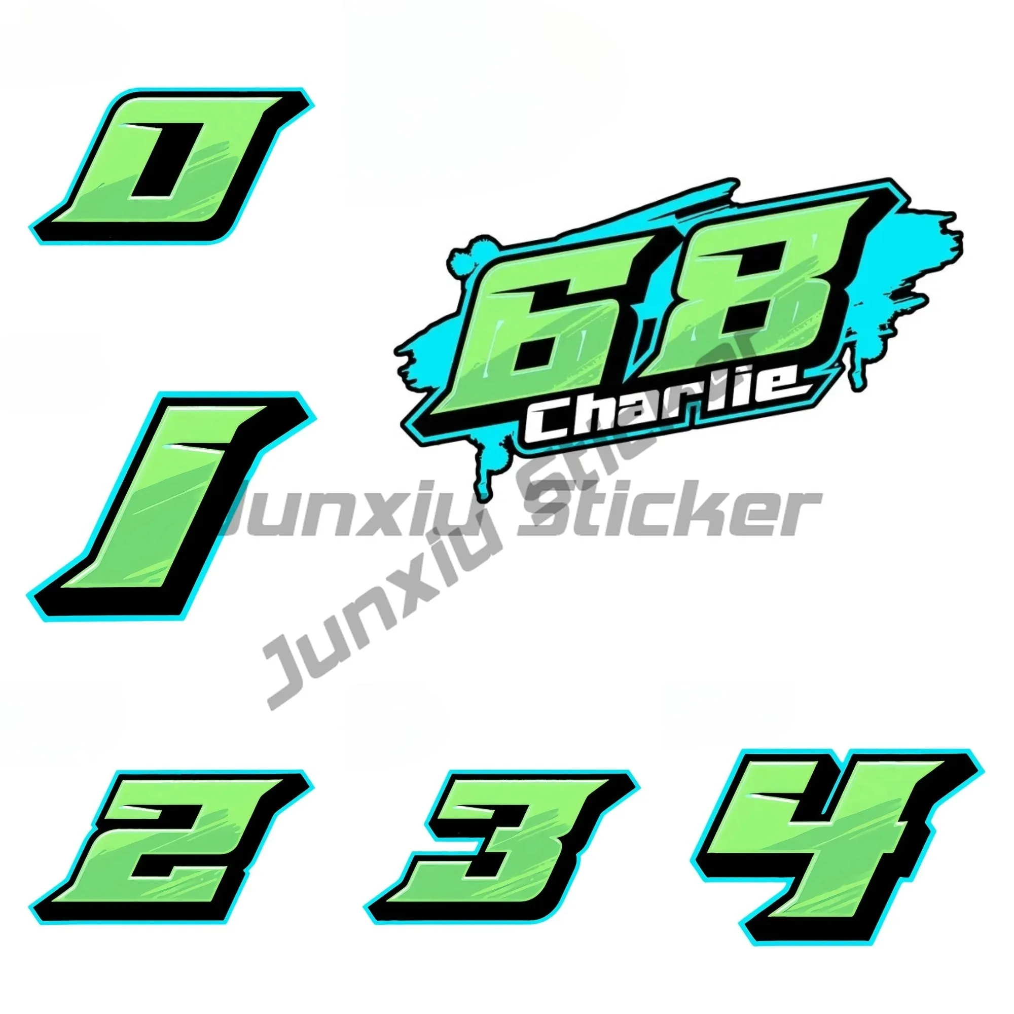 

Green Shadow Racing Number Car Sticker Scratch-Proof Truck Aquaflask JDM Decal Fashionable Racing Accessories