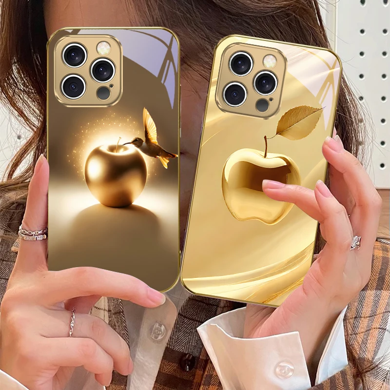 

Golden hummingbird For IPhone 16 16Pro Max 15 P ro 14 13 Plus 12 Mini 11Pro Max XS Max XR 16E 14Plus X Golden glass phone case