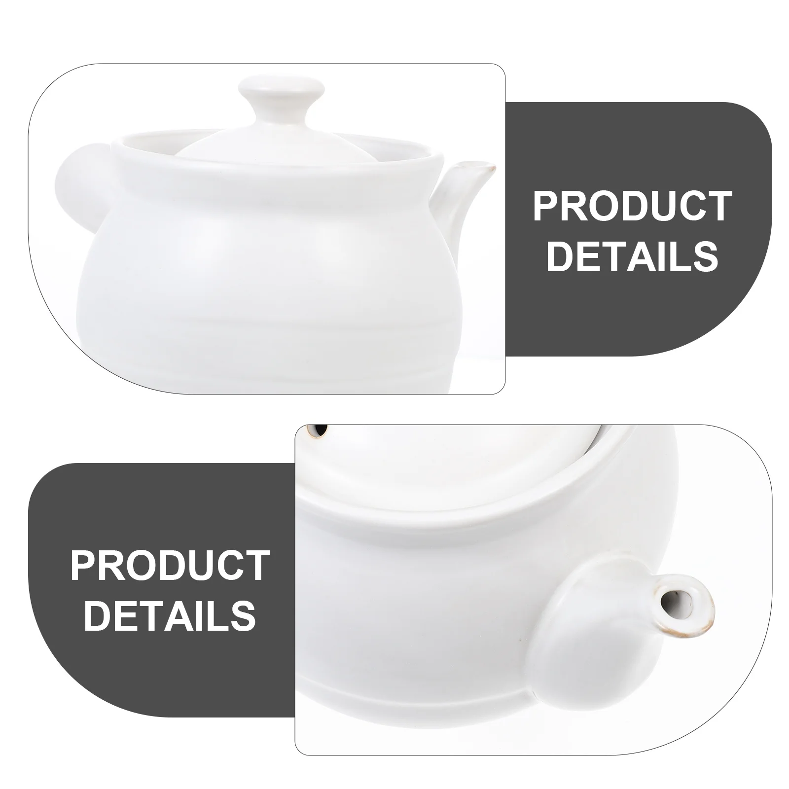 

Ceramic Medicine Pot Large Volume Heat Insulation Smooth Handle Traditional Medicine Boiler Home Use Casserole Skillet