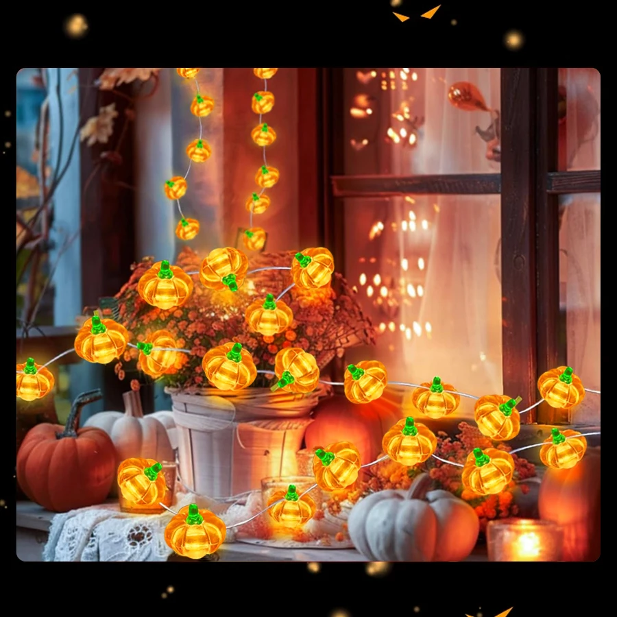 Halloween Cubic Pumpkin String Lights 1/2/3M Warm White Always Bright Event Party Decoration Creative Ambient Lights