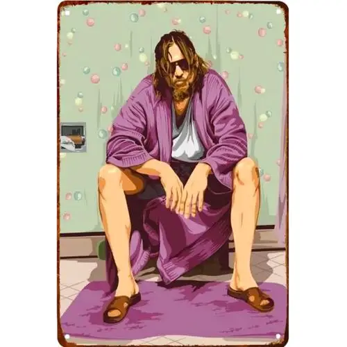 w1,The Big Lebowski Movie Metal Sign The Dude Jeff Bridges 90s Cult Classic 12x8