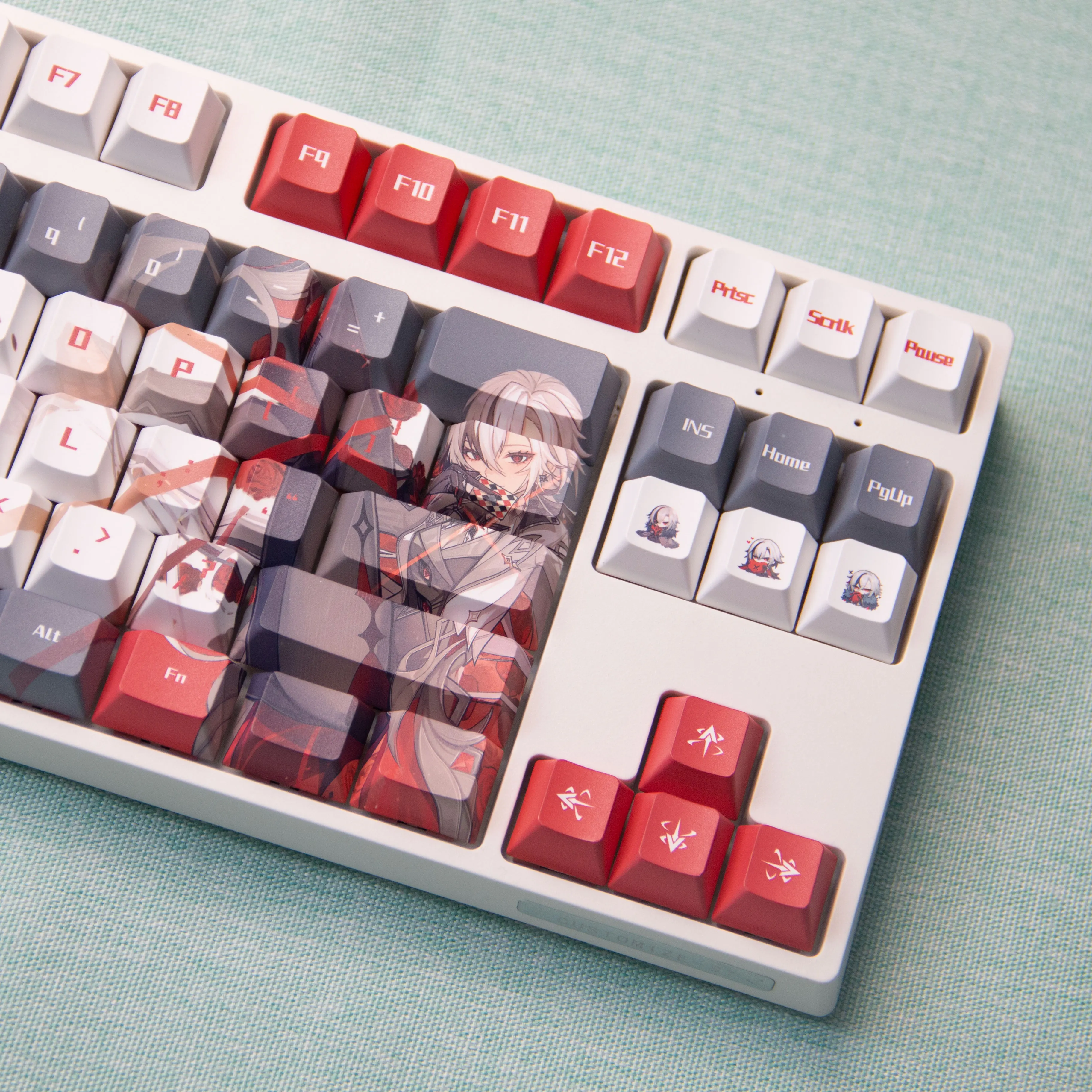 128 Keys Arlecchino Theme Genshin Custom Keycaps Chreey PBT Anime Game Side-print Transparent Dye-Sub Mechanical Keyboard Caps