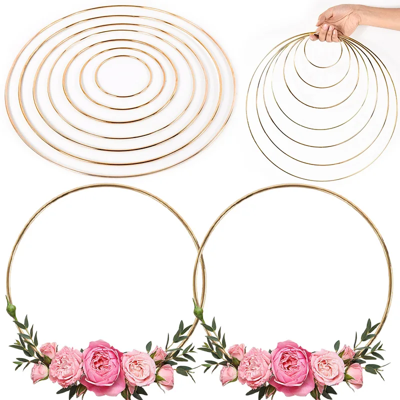 

Metal Floral Hoop Garland Table Decor DIY Handmade Wreath Dream Catcher Rings Wedding Party Christmas Hanging Decor Accessory