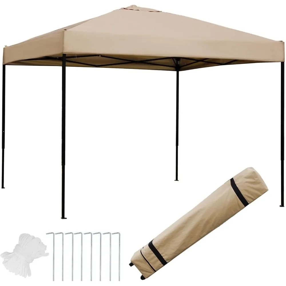 

10 x 10 Ft Outdoor Portable Pop-Up Canopy Tent with Roller Bag (Tan)