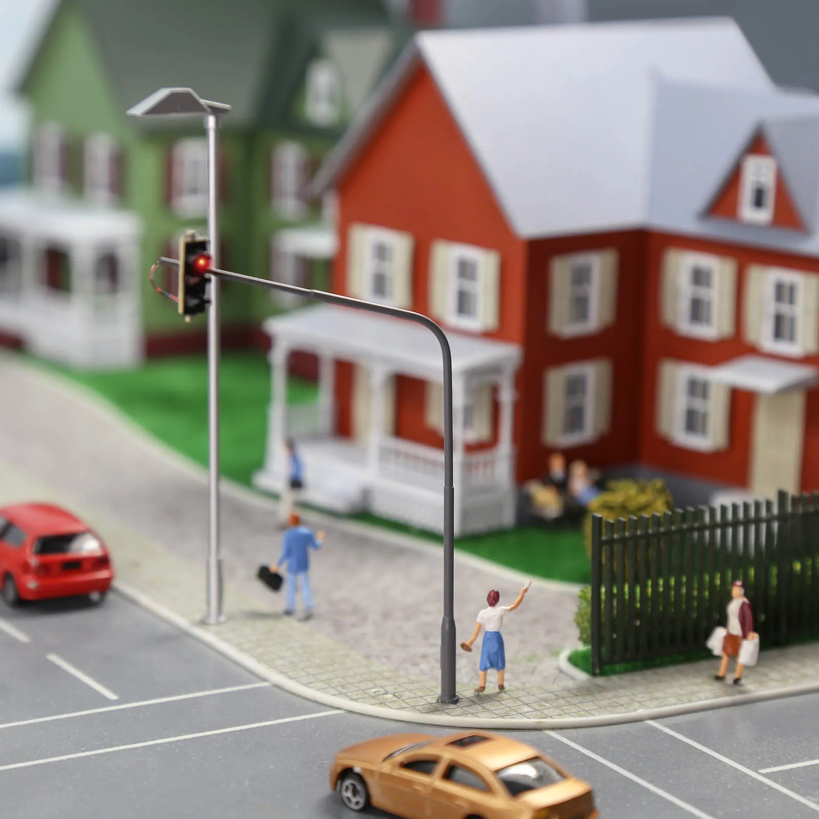 Evemodel HO Scale Traffic Lights Block Signals Hanging Single-sided for Model Road Layout JTD8711 (Pack of 2)