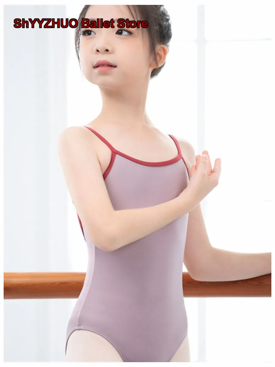 Children's Girls Dance Chinese Body Suit Spaghetti Strap Professional Gymnastics Practice Kids