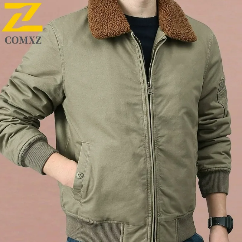

COMXZ Мужская стеганая куртка премиум-класса с воротником-стойкой для езды на велосипеде, утолщенная теплая парка, повседневная повседневная одежда, удобная зимняя верхняя одежда