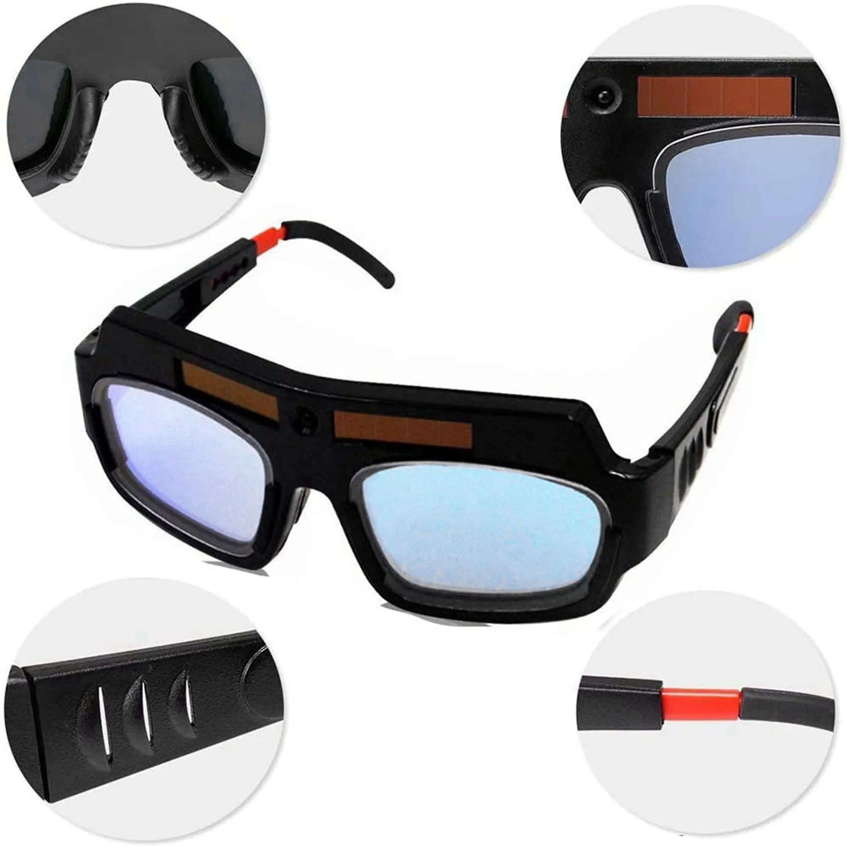 

AC88-5X Solar Powered Auto Darkening Welding Mask Helmet Goggles Welder Glasses Arc Anti-Shock Lens With Storage Case