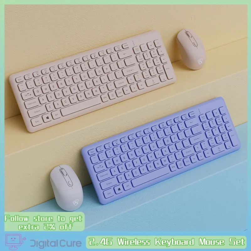 

2.4g Wireless Keyboard Mouse Set Laptop Female Office Silent Typing Power Saving Waterproof And Dustproof Offices Accessories