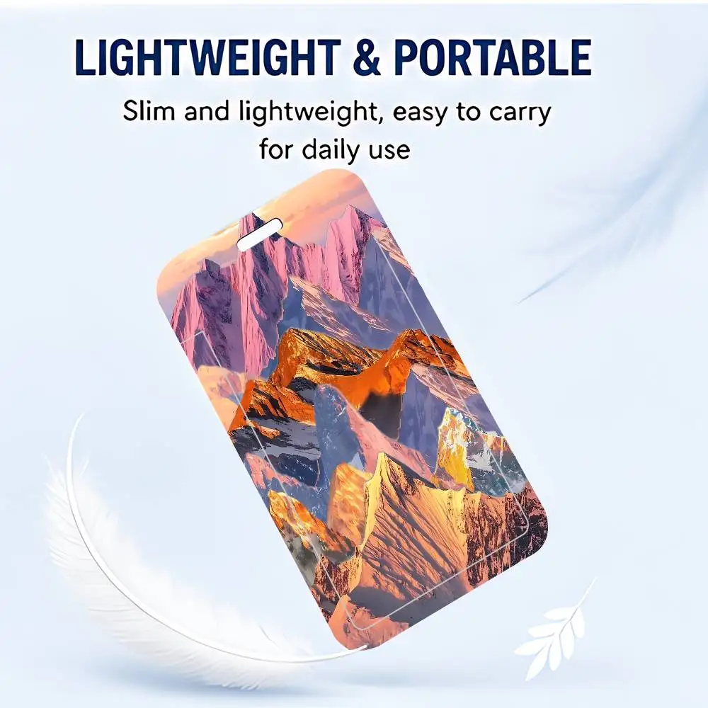 Mountain Winter Clouds Clear ID Card Holder Lanyard Neck Strap Badge Case Door Credit Card Protector Daily Gift