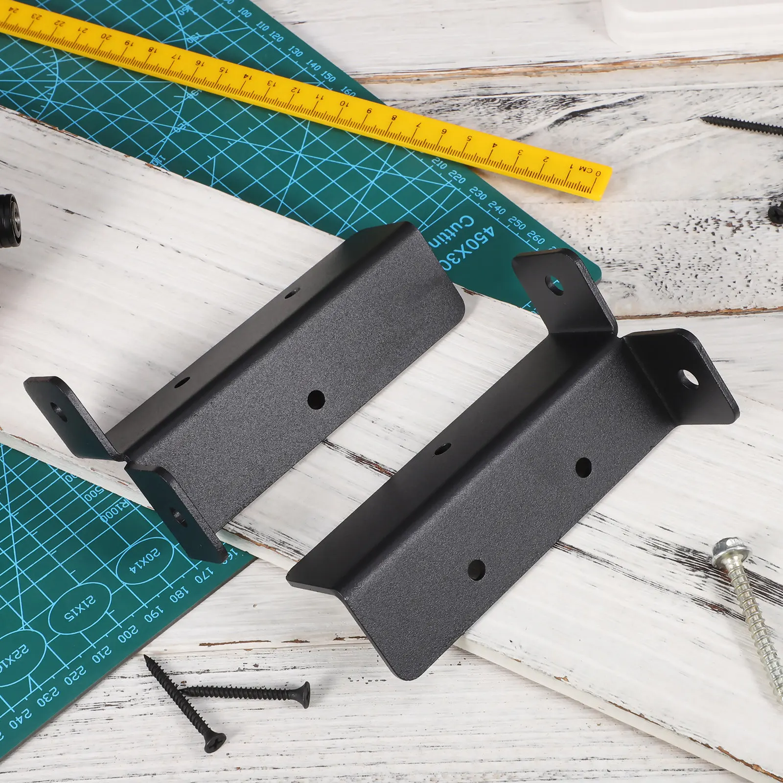 4Sets Rust Resistant Pergola Brackets Fence Post Brace Kit Carbon Steel Railing Post Bracket for Deck Fence Pergola Mailbox