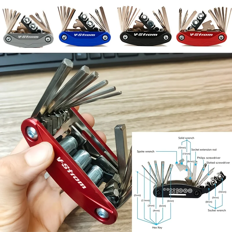 

16-in-1 Portable Motorcycles Maintenance Tool Kit Multi-Tool Screwdriver Set with Adjustable Aluminum Alloy Case