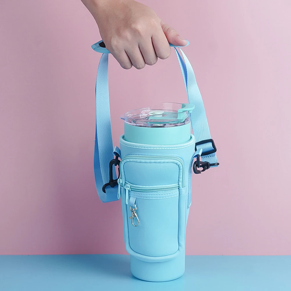 40oz Water Bottle Cover Bag Pouch With Adjustable Straps Neoprene Water Pouch Holder Bottle Carrier Bag For Stanley Quencher Cup