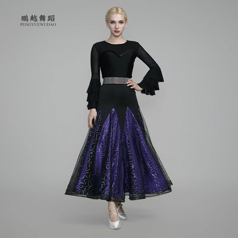 새로운 모던 댄스 스커트 우정 대회 스커트 GB 대형 스윙 스커트 스퀘어 연습용 롱 스커트