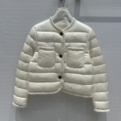 2024 High Quality Light Jacket Down Jacket Woven Lace Warm Jacket Women's Autumn and Winter