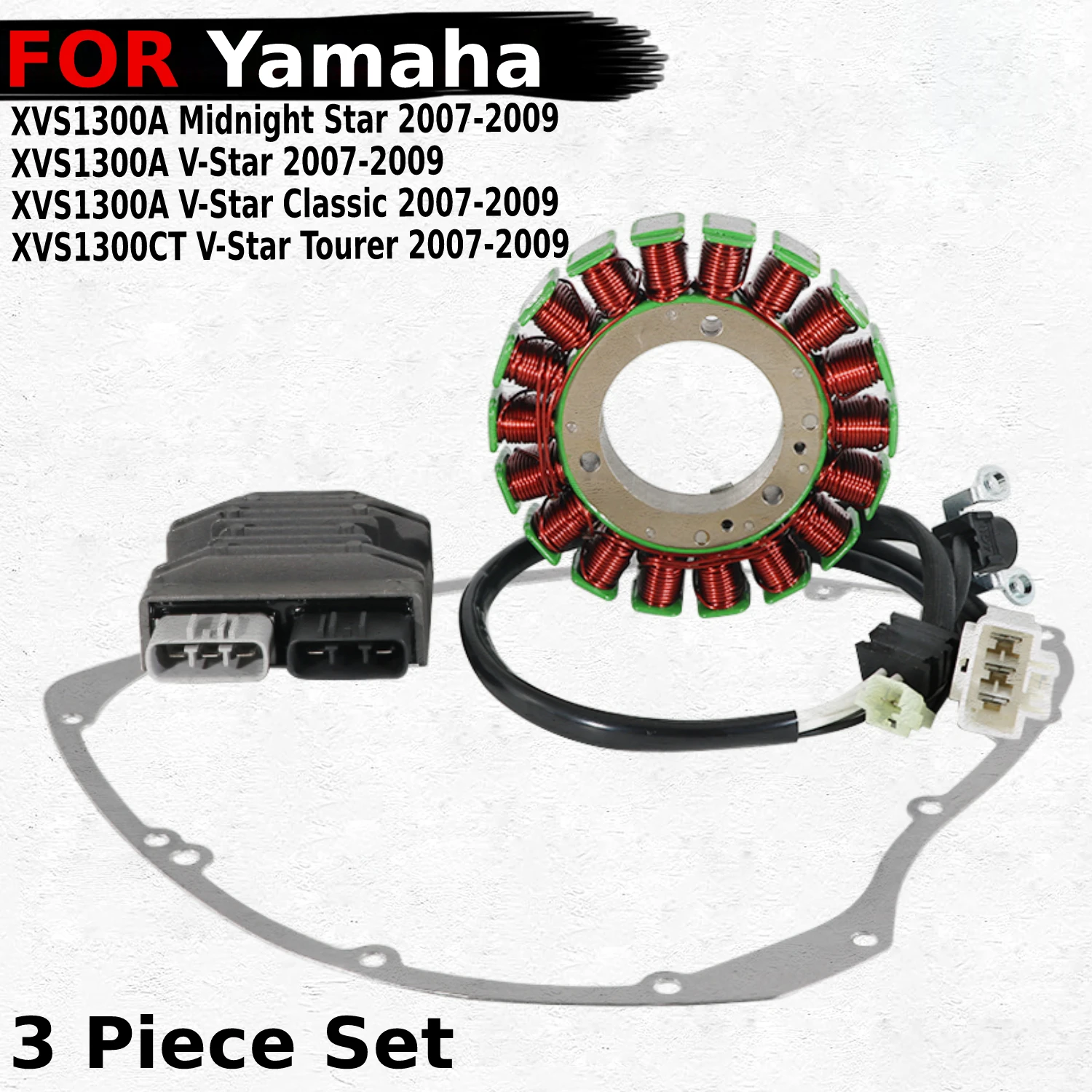 

Fit for Yamaha XVS1300A XVS1300CT V-Star Classic Tourer Midnight Star Racer Bolt R-Spec Regulator Magneto Stator Coil Gasket Kit