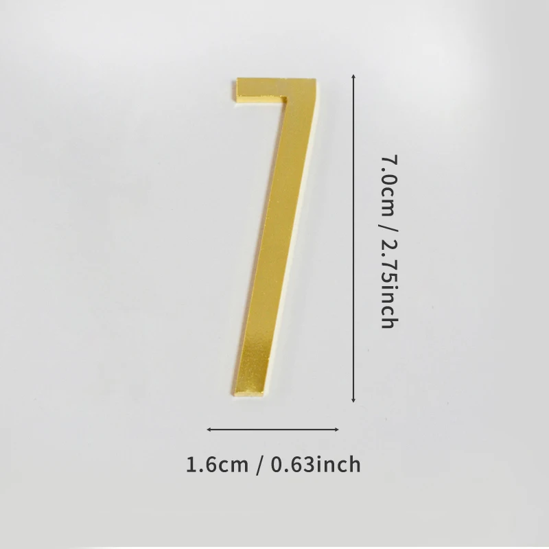 Goldene Türnummer mit selbstklebender Rückseite, 7 cm, Hausnummer aus Metall, Wohnungstürnummer für Outdoor, Hotel, Zuhause, Briefkastenetikett – Detail 14