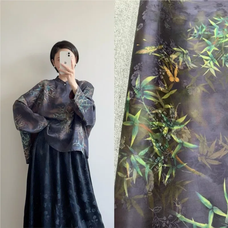 สินค้าใหม่รับซัมเมอร์ ผ้าไหมสีเขียว ดอกไม้ ผ้ากอซสีแดง สไตล์จีน กี่เพ้า เสื้อผ้าเสื้อเชิ้ตตัวเล็ก