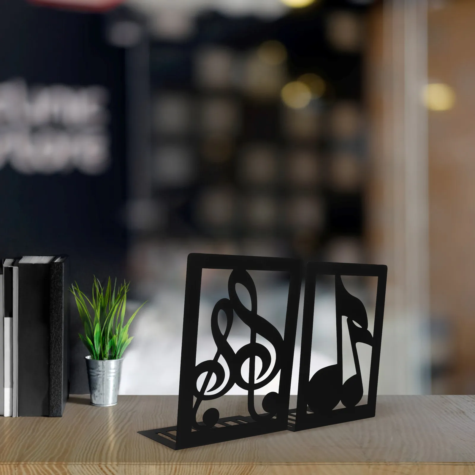 

2Pcs Musical Note Bookends Iron Decorative Desktop Book Holders Stable Book Organizer Reading Study Bookends File Magazine Stand