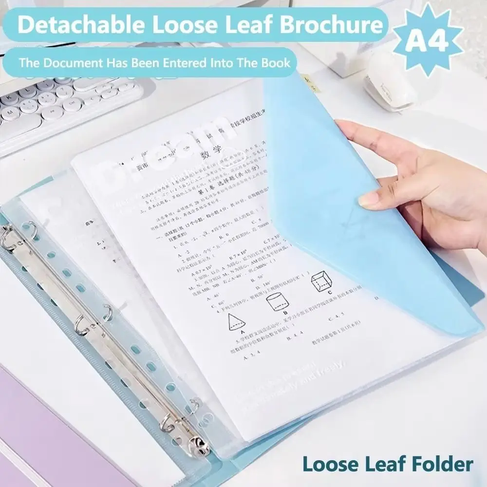 

A4 Loose Leaf File Folder INS Clear Page Protector Exam Paper Storage Bag Detachable Data Book Durable A4 Loose Leaf File Folder