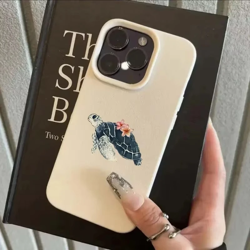 Custodia per telefono con motivo acquerello tartaruga marina floreale per iPhone 17 16 15 14 Pro Max 16 Plus 11 12 13 Pro 17 Cover morbida antiurto aerea