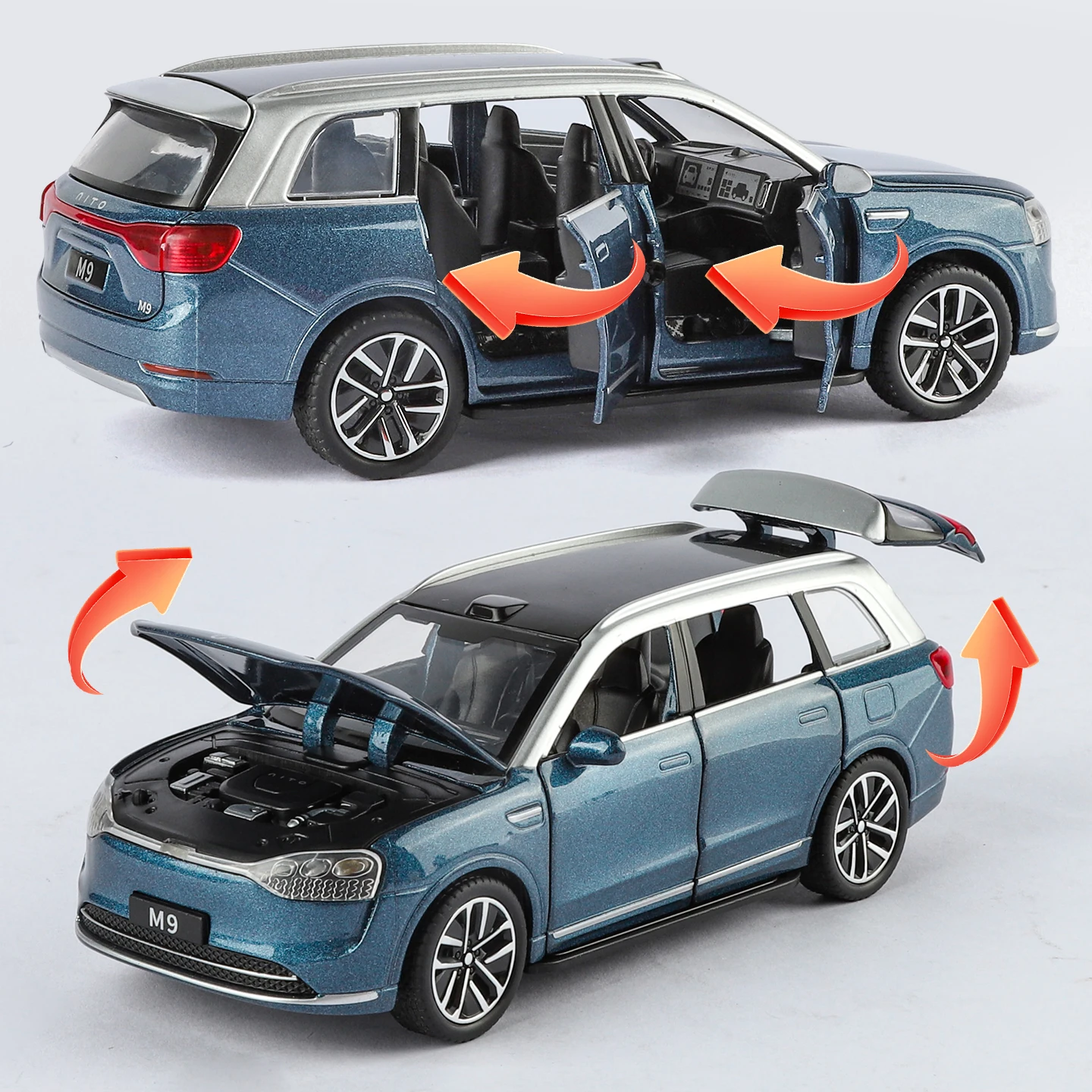 1:32 AITO M9 SUV Liga de Metal Diecast Modelo Carro Alta Simulação Em Miniatura Colecionável Computador Decoração de Mesa Presentes de Aniversário